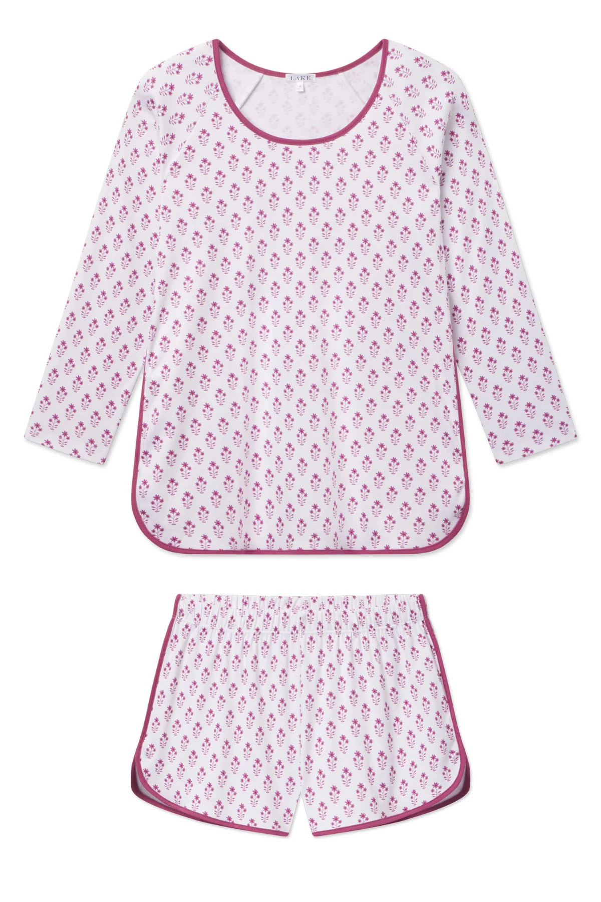 Pima Long-Short Set in Camellia Inverse Posy | Lake Pajamas