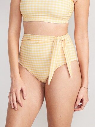 Matching High-Waisted Tie-Waist Bikini Swim Bottoms for Women | Old Navy (US)