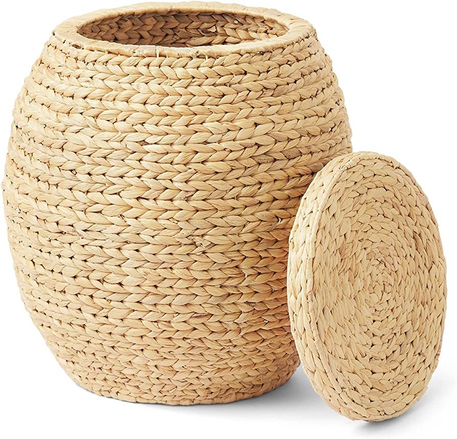 Artera Large Wicker Storage Baskets - Natural Multipurpose Barrel Storage Tub with Lid, Woven Wat... | Amazon (US)