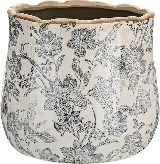 Bokon 7 x 6.3 Inch Ceramic Planter Vintage Scroll Planter Decorative Plant Pots with Crackle Glaz... | Amazon (US)