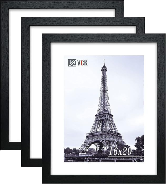 VCK 16x20 Frames 3 Pack, Black Poster Frame MDF Wood with Polished Plexiglass, Wall Mounting Hori... | Amazon (US)