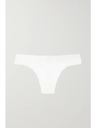 ELSE - Petunia Stretch-mesh And Corded Lace Thong - Ivory | NET-A-PORTER (US)