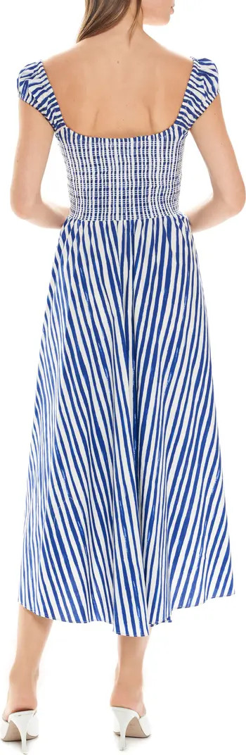 Vivian Stripe Smocked Bodice Cotton A-Line Dress | Nordstrom