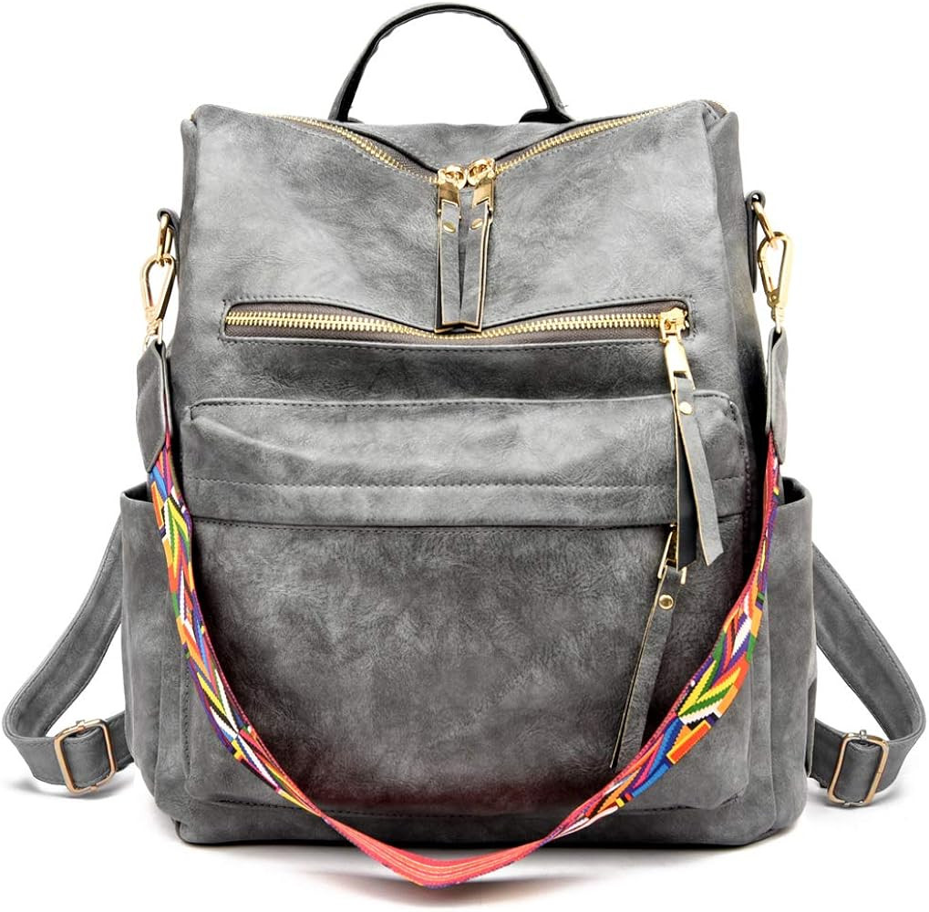 Women's Fashion Purse Backpack Multipurpose Design Handbags and Shoulder Bag PU Leather Travel ba... | Amazon (US)