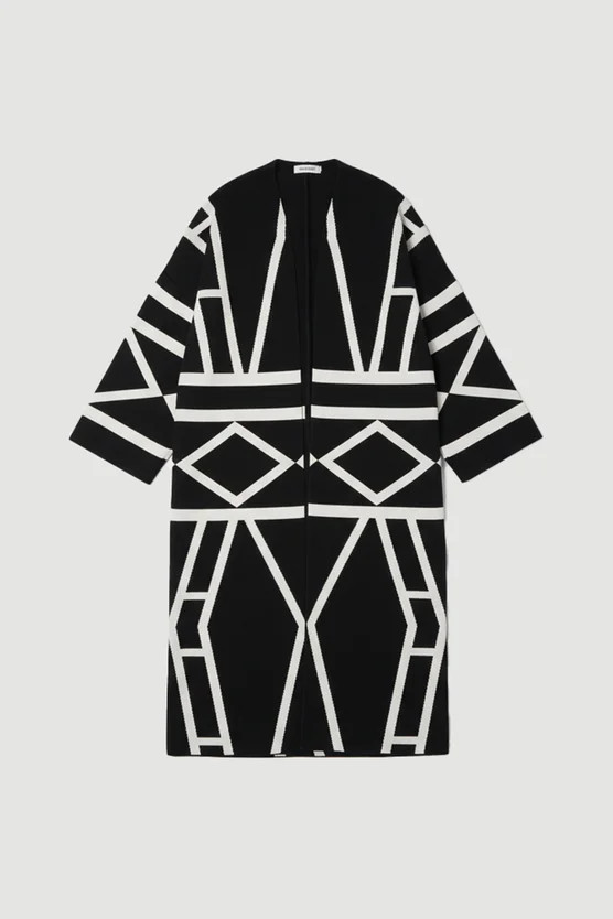 Abstract Jacquard Knit Midi Coatigan | Karen Millen UK + IE + DE + NL