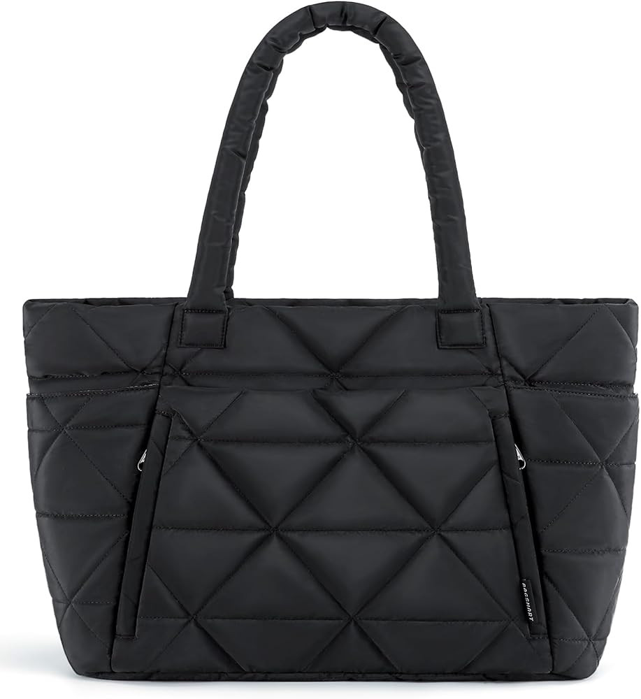 BAGSMART Tote Bag for Women, Puffy Tote Bag with Zipper, Large Quilted Shoulder Bag with Compartm... | Amazon (US)