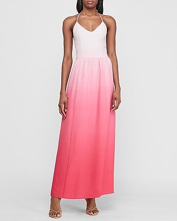 Ombré Halter Maxi Dress | Express