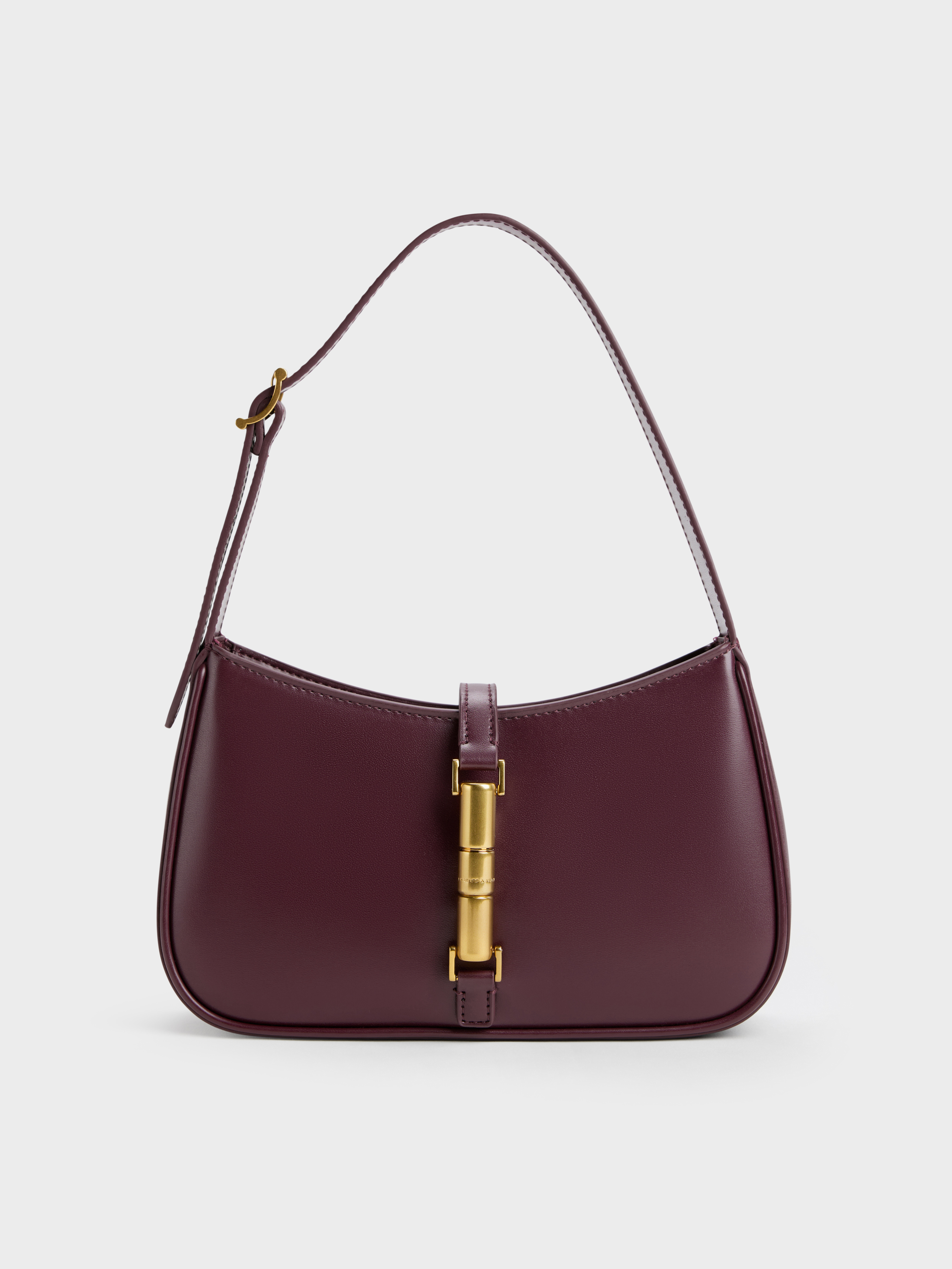 Wineberry Red Cesia Metallic-Accent Shoulder Bag | CHARLES & KEITH | Charles & Keith EU