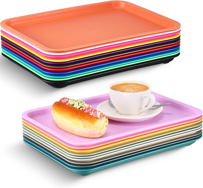 Sintuff 20 Pcs Plastic Art Trays Colorful Fast Food Lunch Trays Bulk Activity Crafts Sensory Serv... | Amazon (US)