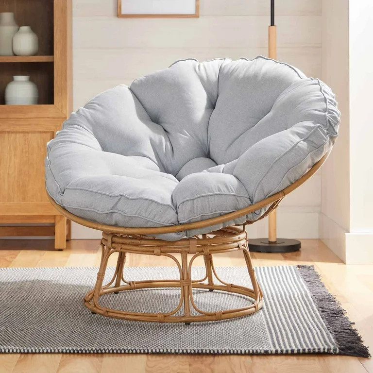 Better Homes & Gardens Emma Papasan Accent Chair, Gray Linen | Walmart (US)