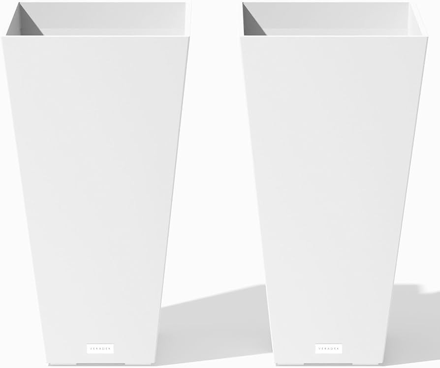 Veradek V-Resin Indoor/Outdoor Taper Planter, 2-Pack (26 inch, White) | Amazon (US)