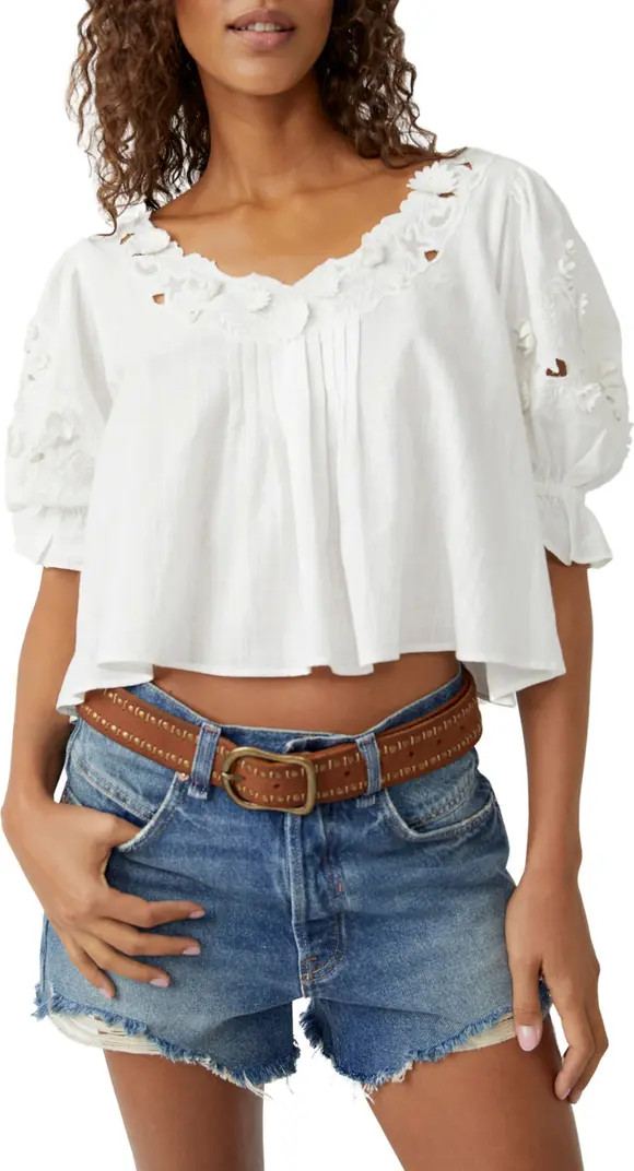 Sophie Floral Appliqué Cotton Top | Nordstrom