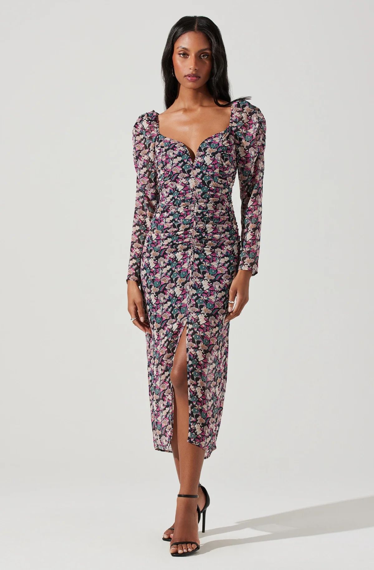 Jamila Floral Sweetheart Neck Midi Dress | ASTR The Label (US)