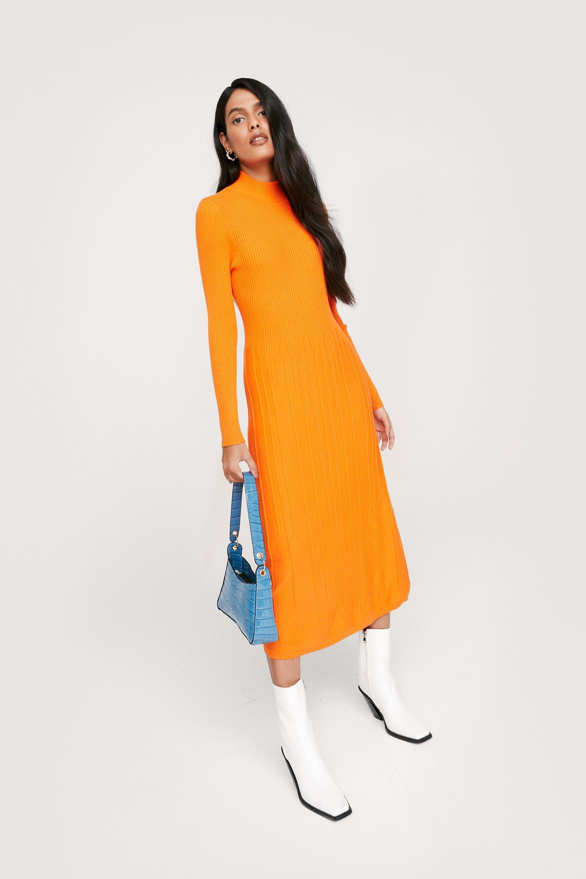 Knitted Ribbed Bias Cut Open Back Midi Dress | Nasty Gal (US)