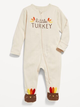 Unisex Sleep &amp; Play 2-Way-Zip "Little Turkey" Footed One-Piece for Baby | Old Navy (US)