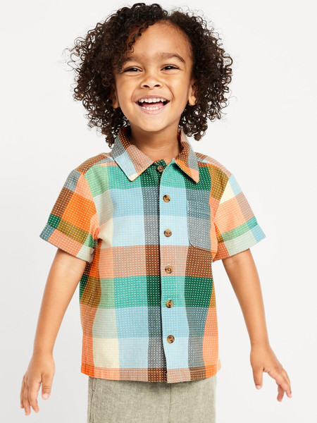 Short-Sleeve Textured Dobby Shirt for Toddler Boys | Old Navy (US)