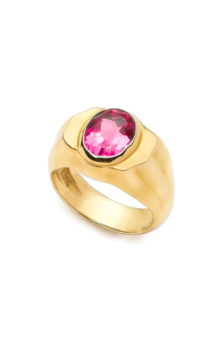 Sterling King Lab Grown Ruby Ripple Signet Ring | Nordstrom | Nordstrom