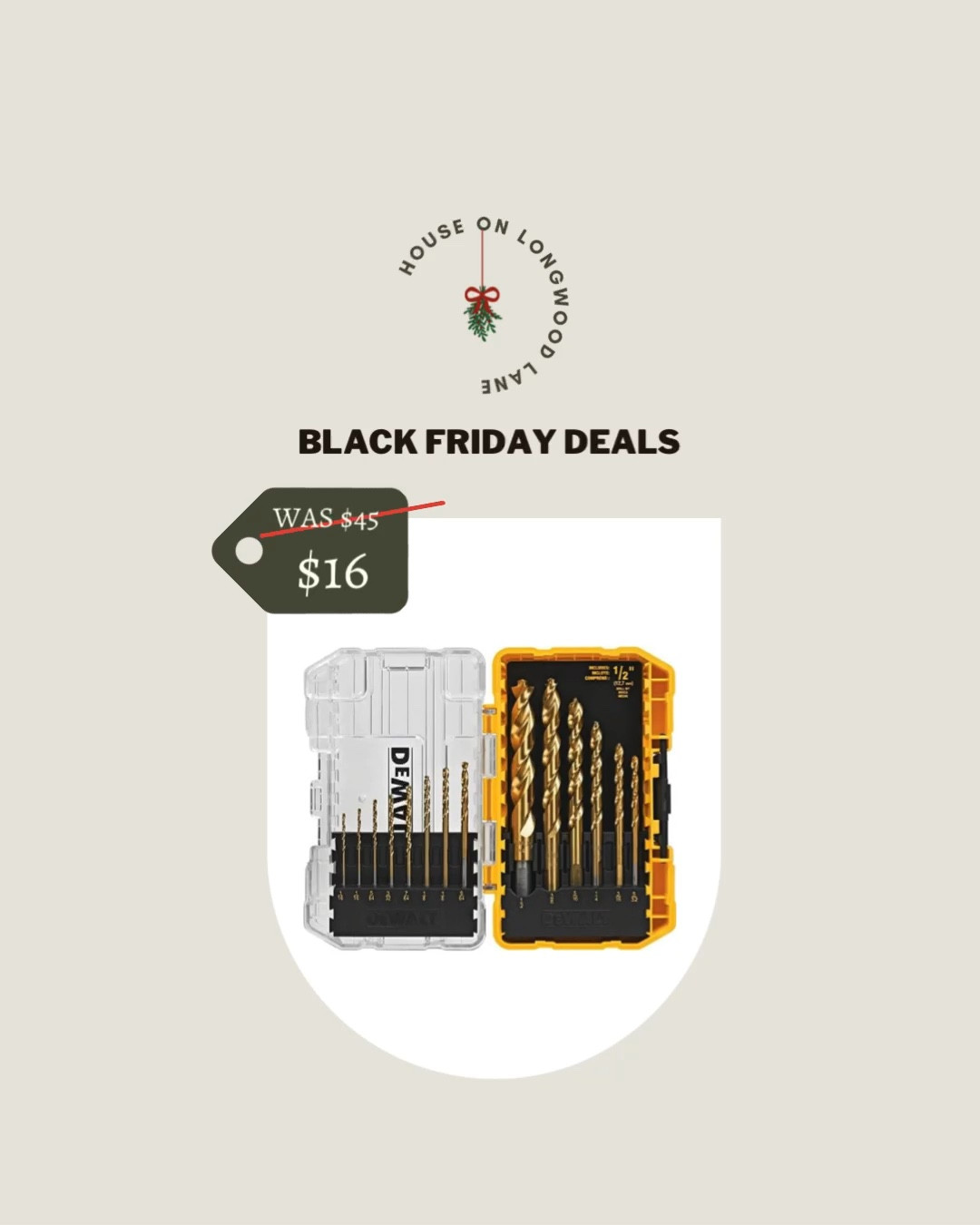 Black Friday Deals! Save 64% OFF this 14-Piece DEWALT Drill Bit Set! Great gift idea for the holidays! #BlackFriday

#LTKHoliday #LTKsalealert #LTKhome