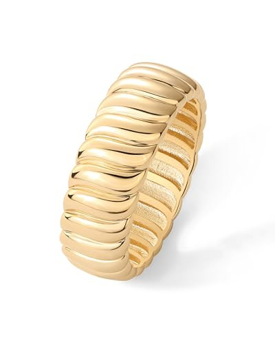 PAVOI 14K Gold Plated Chunky Statement Ring | Chunky Stackable Wide Band for Women | Amazon (US)