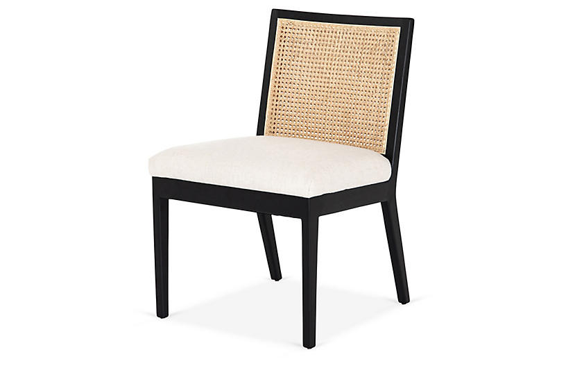 Aimee Cane Side Chair, Ebony/Flax | One Kings Lane