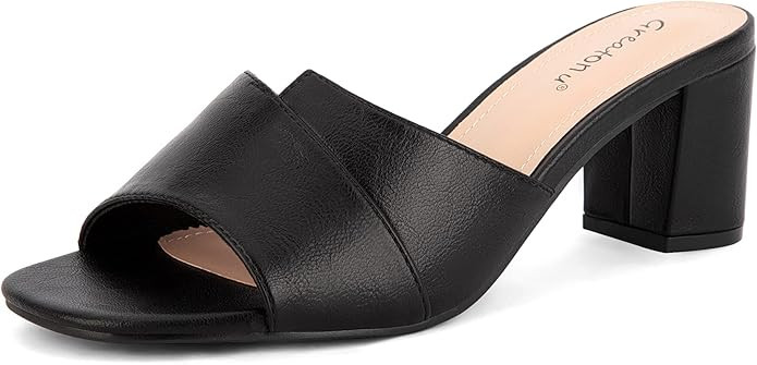 Greatonu Heeled Sandals Square Toe Sandals Slip On Fashion Wedding Chunky Block Mule Heels for Wo... | Amazon (US)