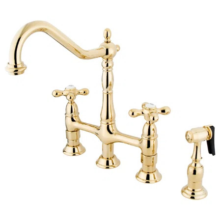 Heritage Double Handle Kitchen Faucet with Side Spray | Wayfair North America