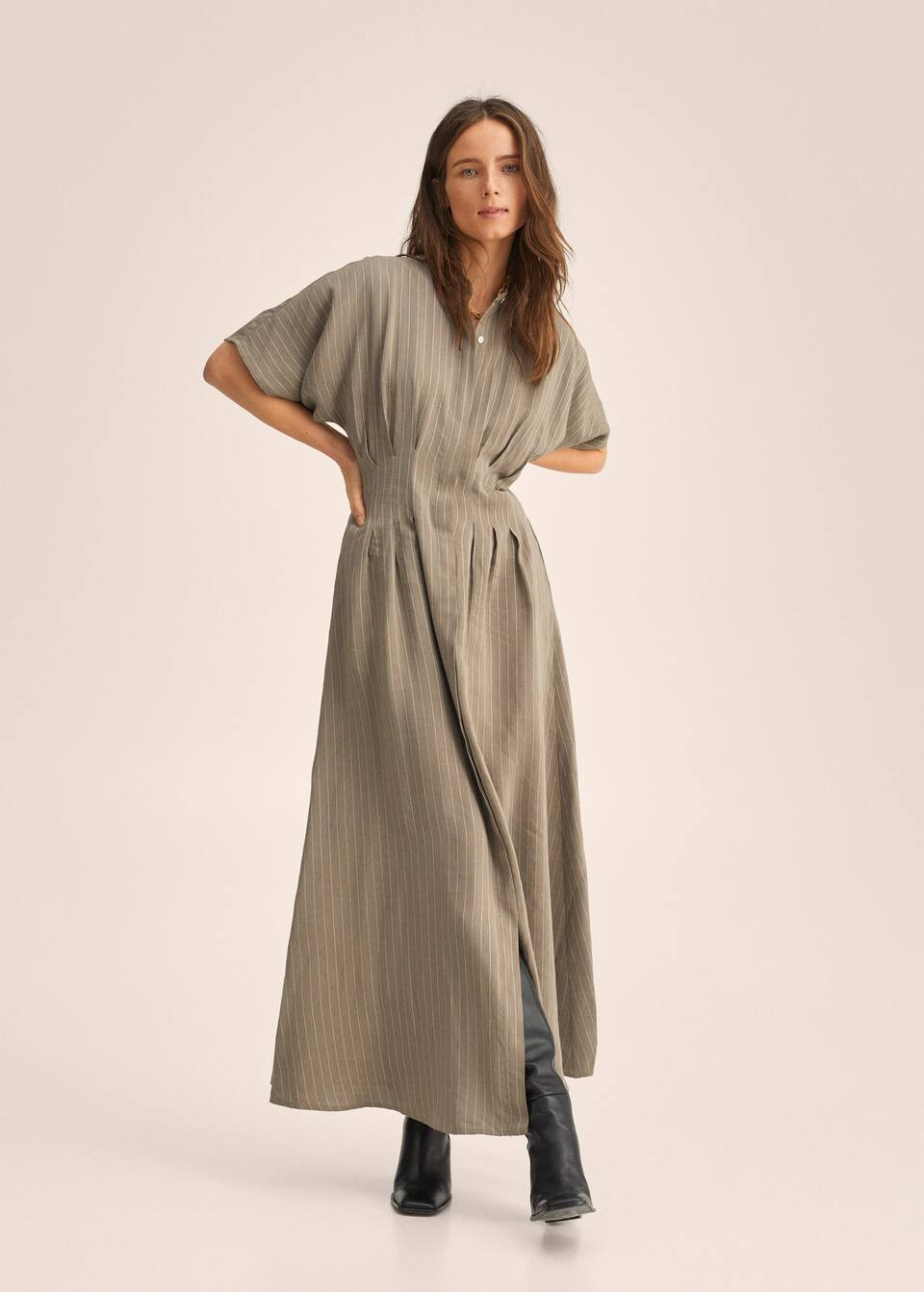 Striped linen dress | MANGO (UK)