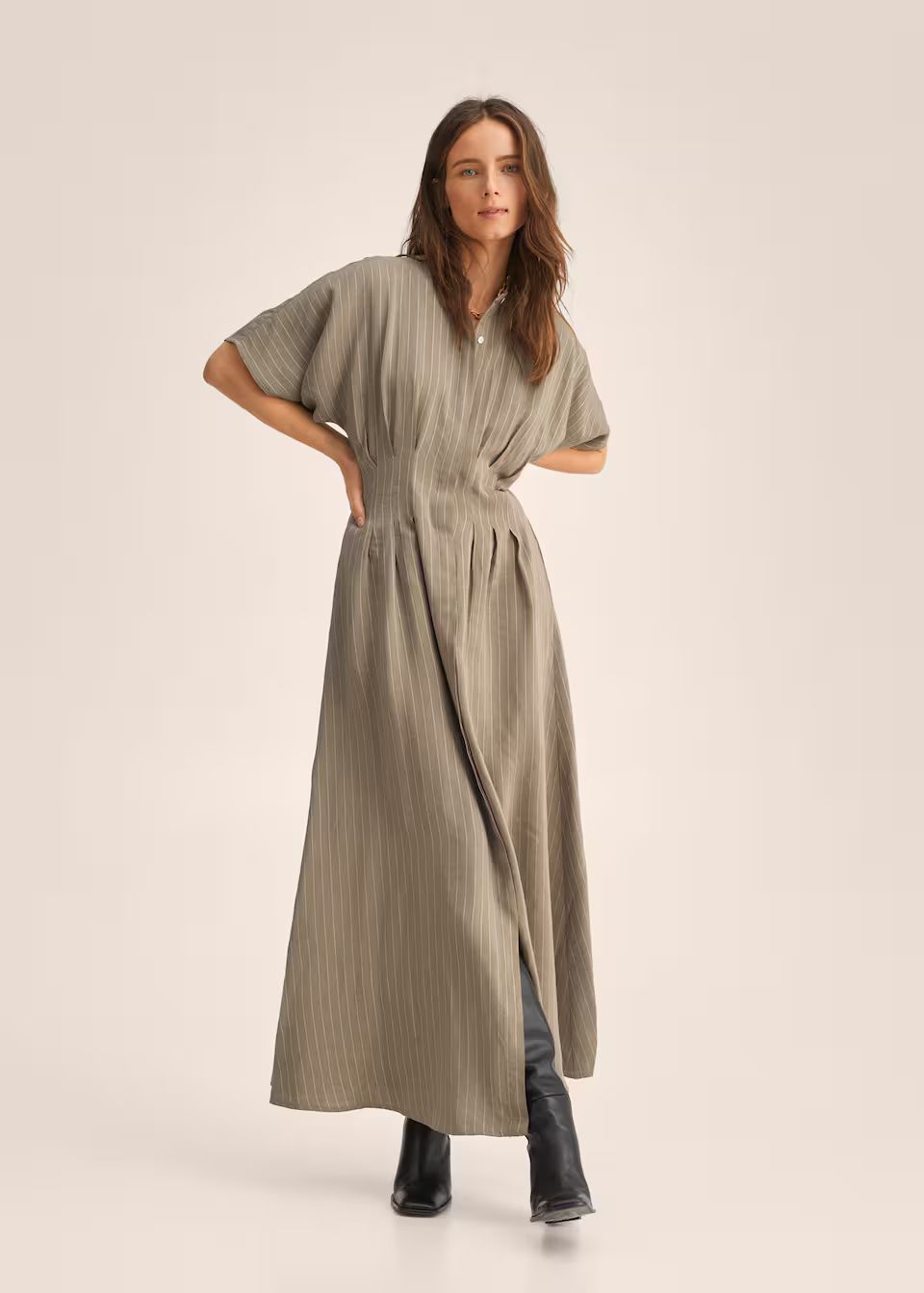 Striped linen dress | MANGO (UK)