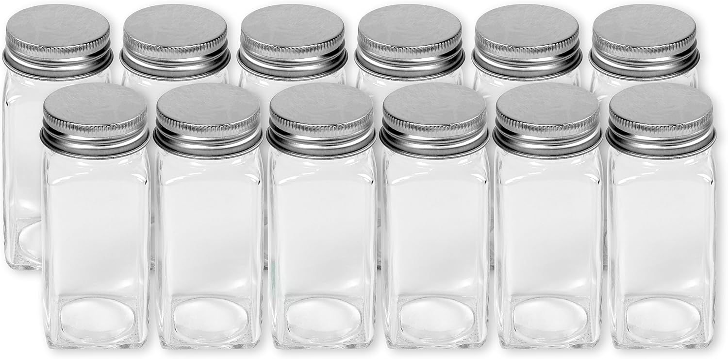 Simple Houseware 12-Pack 4 Ounce Square Spice Bottles w/label | Amazon (US)