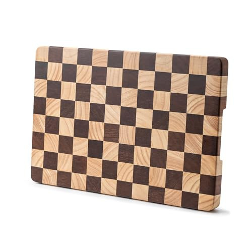 Wood Cutting Board Butcher Block, Wooden Chopping Board with Checkerboard Pattern and Inner Side Handles Meat Cheese Charcuterie Board, Ideal for Chopping, Slicing, and Dicing 14 * 9.5 Inch | Amazon (US)