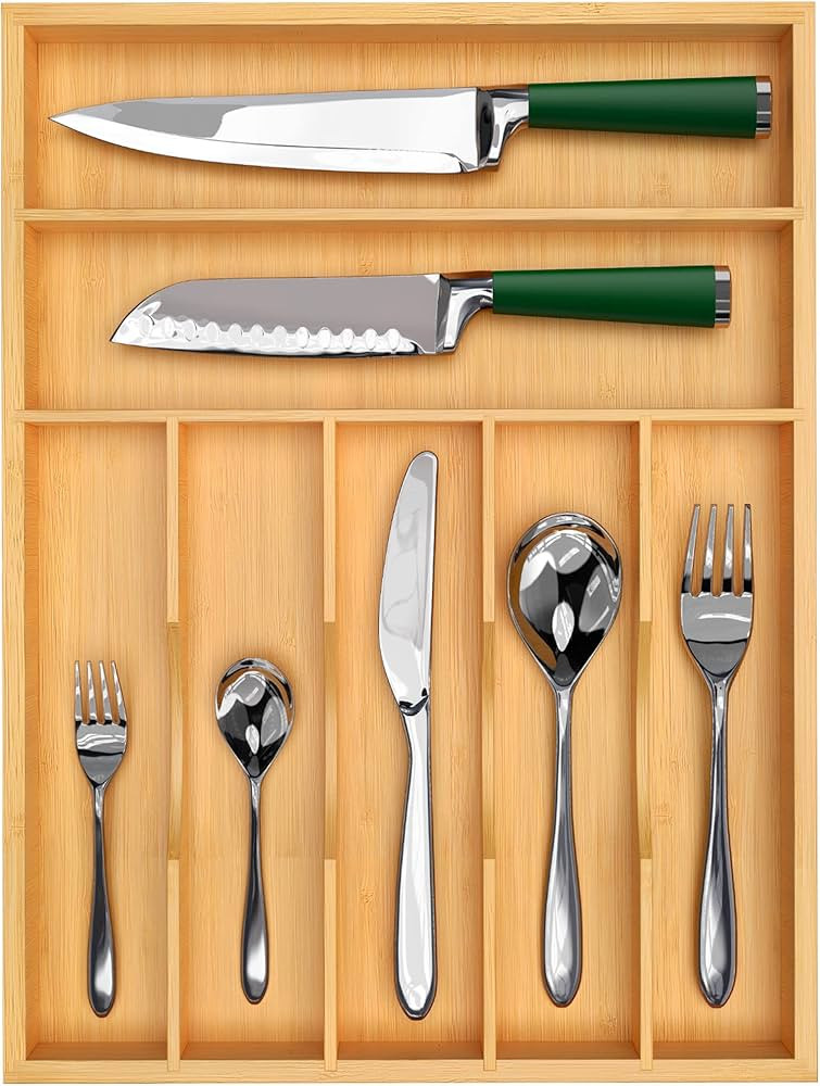 ROYAL CRAFT WOOD Luxury Bamboo Kitchen Drawer Organizer - Silverware Organizer and Cutlery Tray w... | Amazon (US)