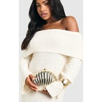 Womens Shell Acrylic Clutch Bag - Gold - One Size, Gold | Boohoo.com (UK & IE)