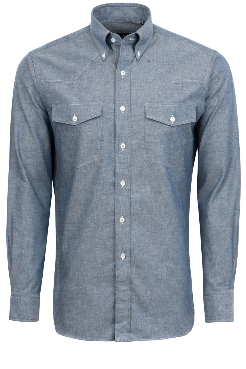 Pinto Ranch YY Collection Blue Chambray Button-Front Western Shirt | Pinto Ranch | Pinto Ranch