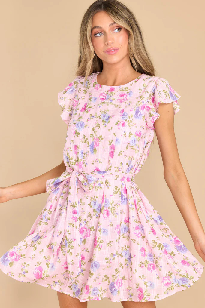 Wearing A Smile Pink Floral Print Cotton Dress | Red Dress 