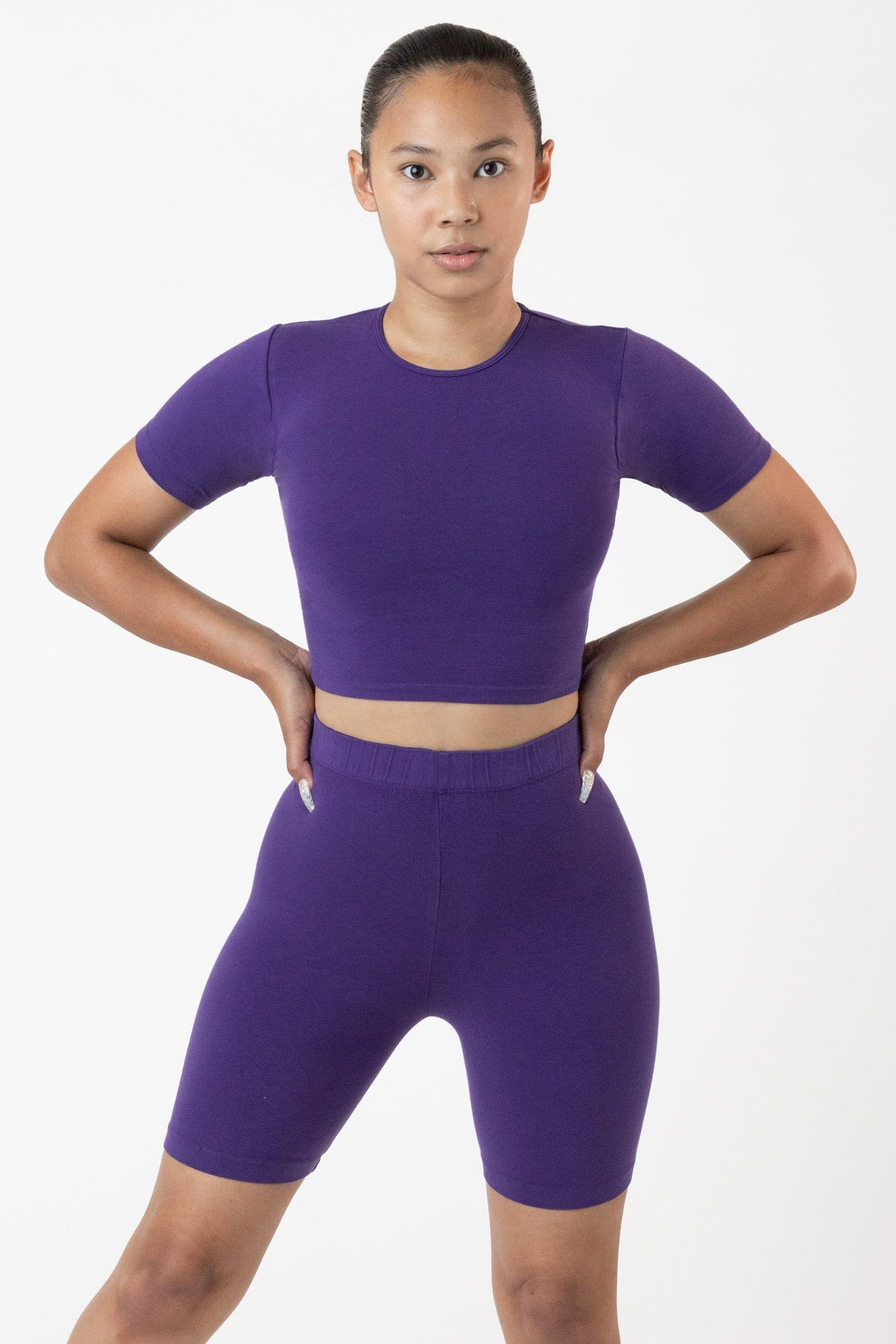 83078GD - Garment Dye Short Sleeve Crop Top - Purple / XS | Los Angeles Apparel