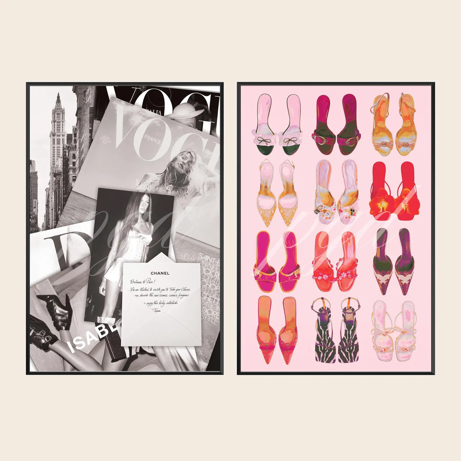 Pink Designer Heels Fashion Wall Art, Chic Vintage Y2K Girly Retro Poster Print, Living Room Bedr... | Etsy (US)