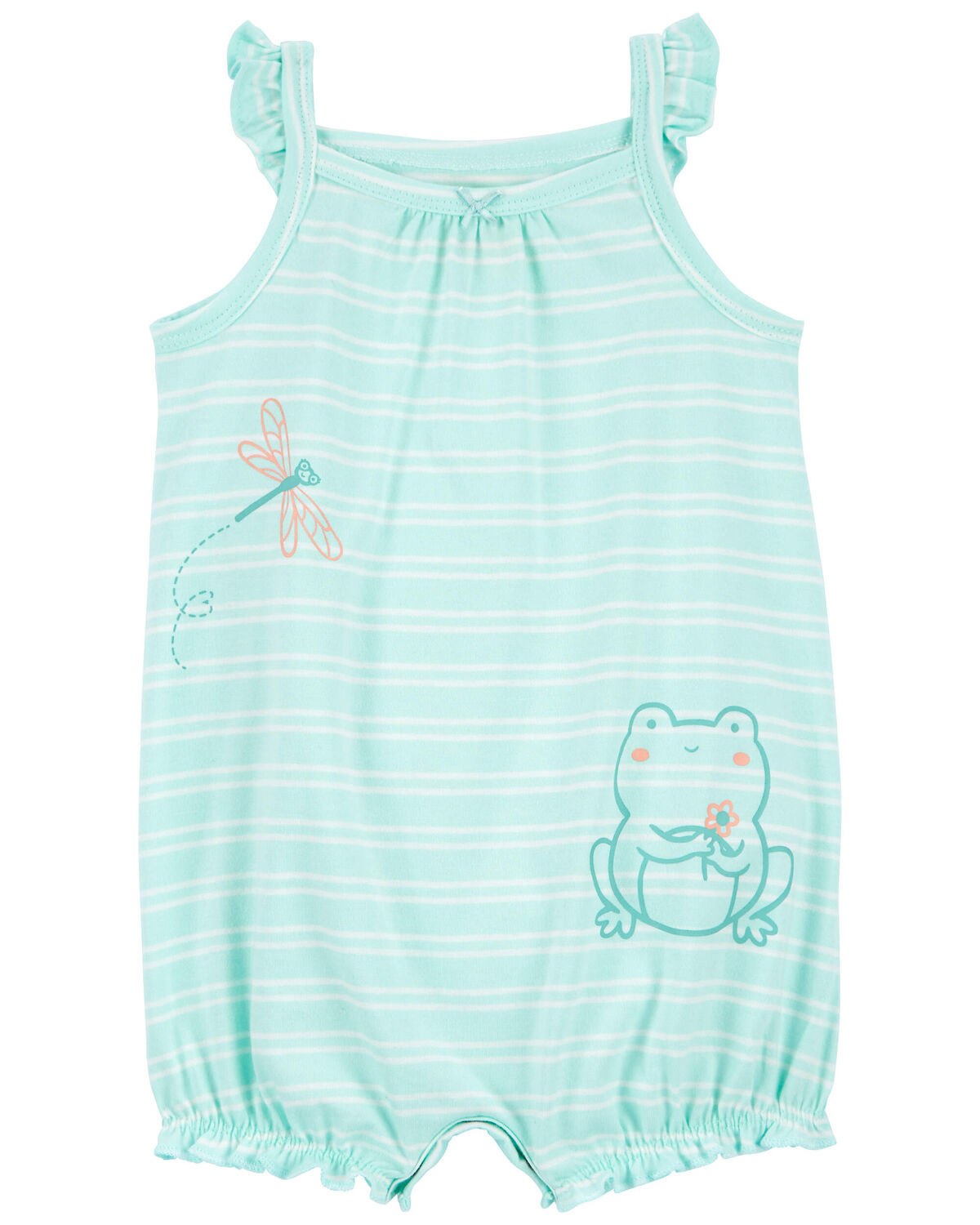 Blue Baby Striped Frog Cotton Romper | carters.com | Carter's