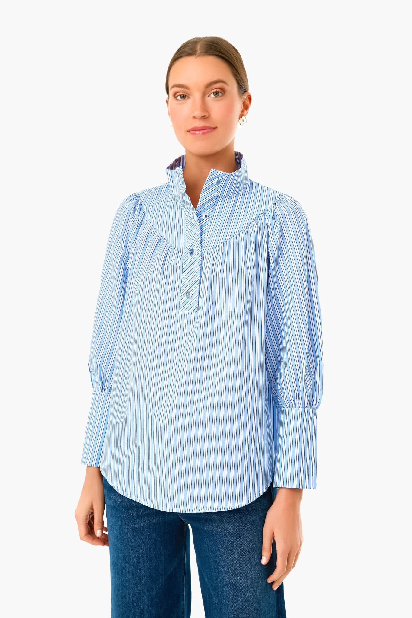 Malibu Blue Stripe Corrigan Blouse | Tuckernuck (US)
