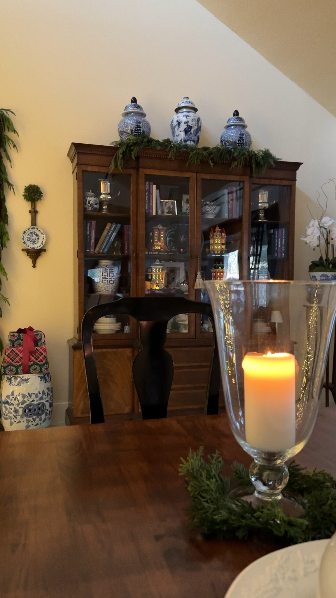 Dining room decor. Candle Hurricane. Vintage finds. Blue and White. Classic  Christmas. Classic interiors. Lavender Rose Home.

#LTKHoliday #LTKHome