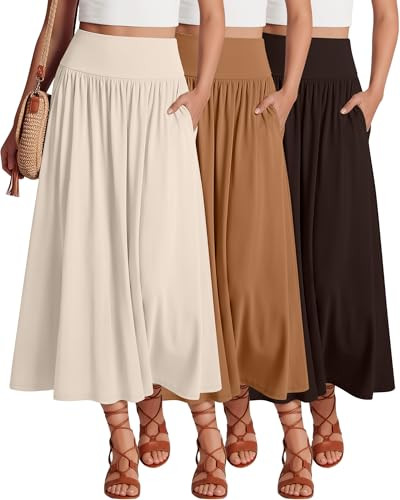 Ficerd 3 Pack Maxi Long Skirts for Women | Amazon (US)