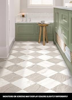 FloorPops x Chris Loves Julia 12-in by 12-in Bonneville Beige Peel and Stick Floor Tiles, FP5061 | Amazon (US)
