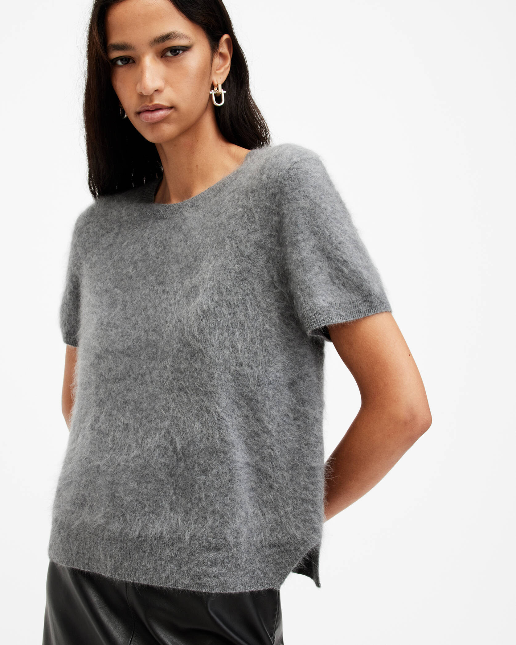 Rebel Brushed Cashmere Knitted T-Shirt | AllSaints UK