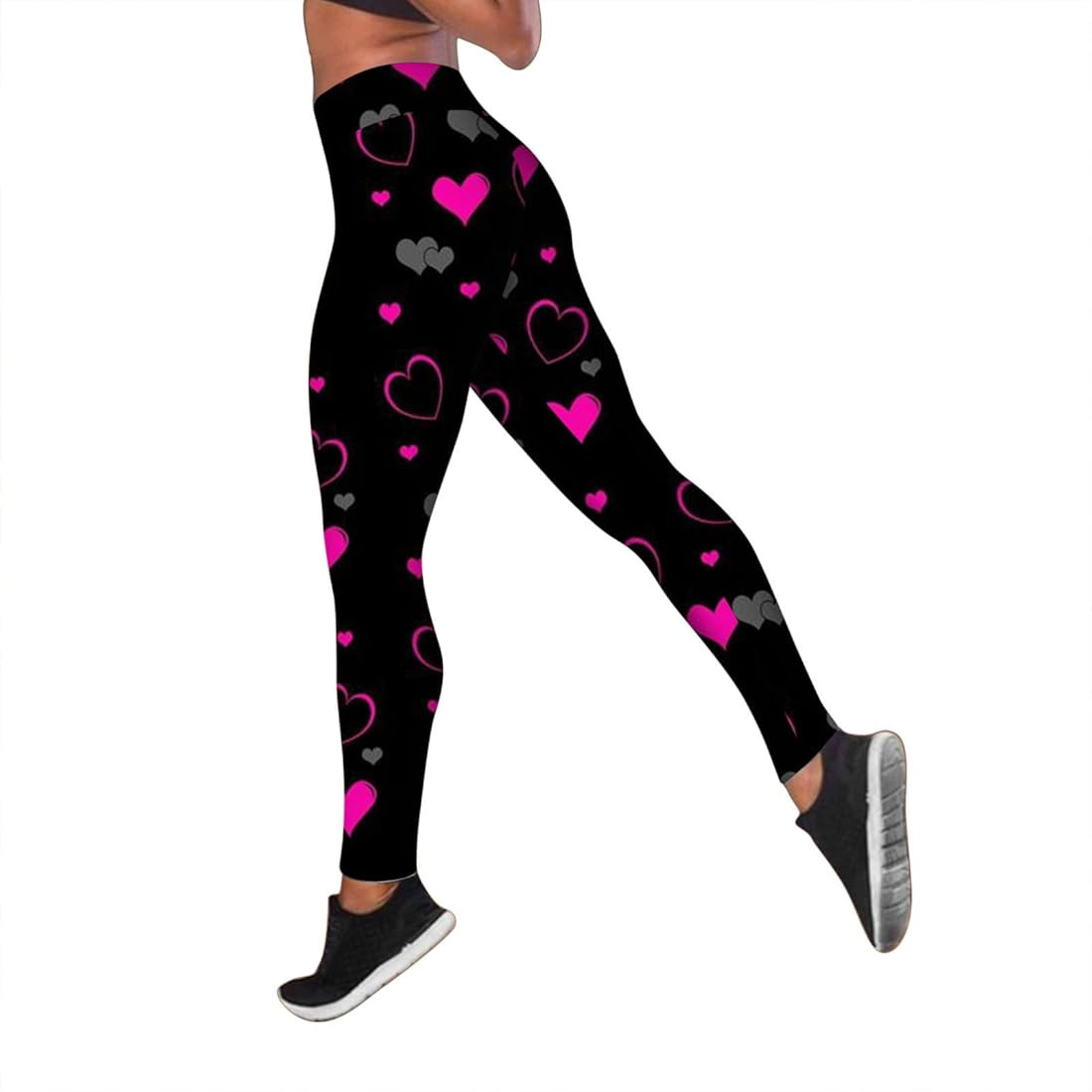Valentine's Day High Waisted Leggings with Hearts Sweet Heart Tummy Control Compression Tights Wo... | Amazon (US)
