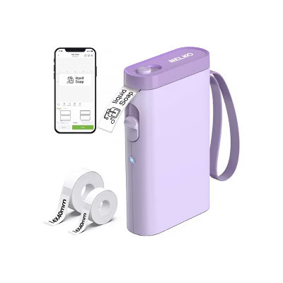 Nelko P21 Bluetooth Label Printer Purple with 14x40mm 100pc Roll and 14x40mm 180pc Roll | Target
