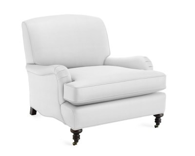Bedford Chair, Down Cushion, Brushed Canvas, White, Ebony Leg | Williams-Sonoma