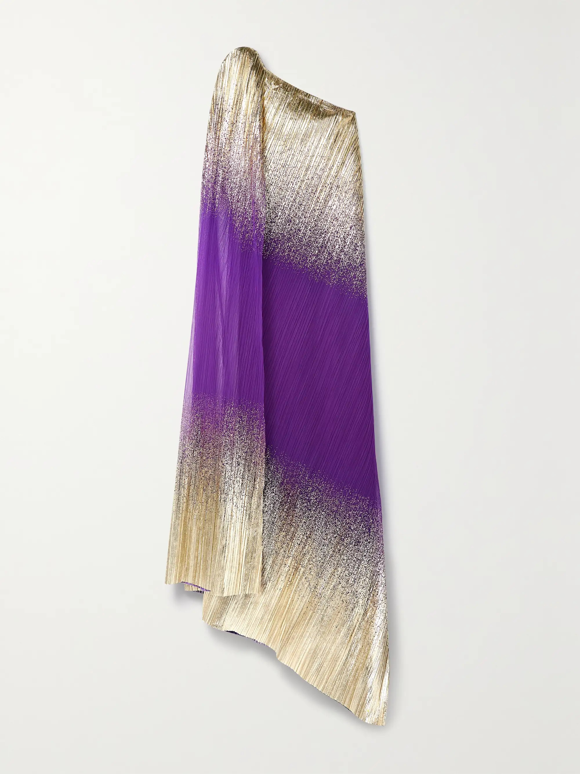 Robe du soir asymétrique en tulle plissé métallisé ombré | NET-A-PORTER (UK & EU)