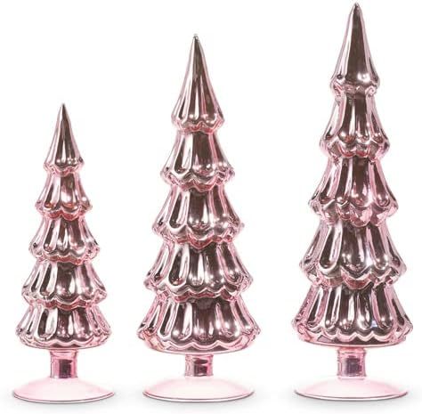 Raz Imports 2023 Jingle & Cocoa 13.5" Metallic Pink Tone Trees, Set of 3 | Amazon (US)
