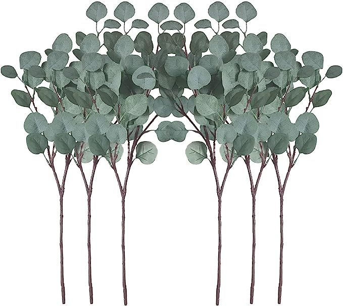 ZHIIHA Pack of 6 Artificial Silver Dollar Eucalyptus Leaves Artificial Greenery Faux Holiday Chri... | Amazon (US)