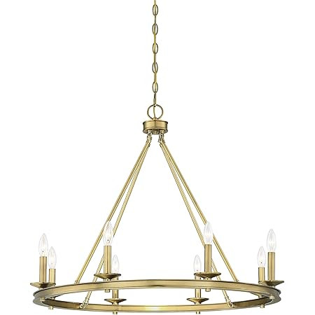 Lovedima Rustic Candle-Shaped 8-Light Metal Chandelier Lighting Antique Brass Round Chandelier Ce... | Amazon (US)