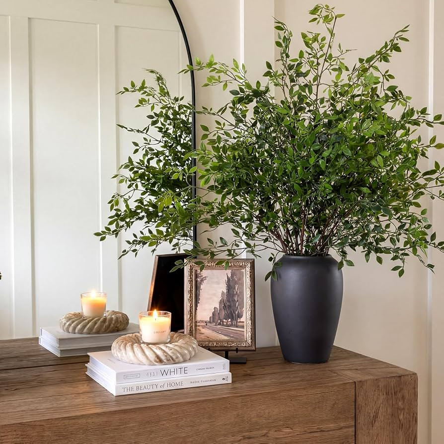 Suncalla 6 Pcs Artificial Greenery Stems 40'' Tall Faux Nandina Branches | Amazon (US)